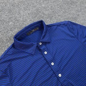 RLX Ralph Lauren Polo Shirt Mens M Blue Stripe Performance Golf Stretch Tech